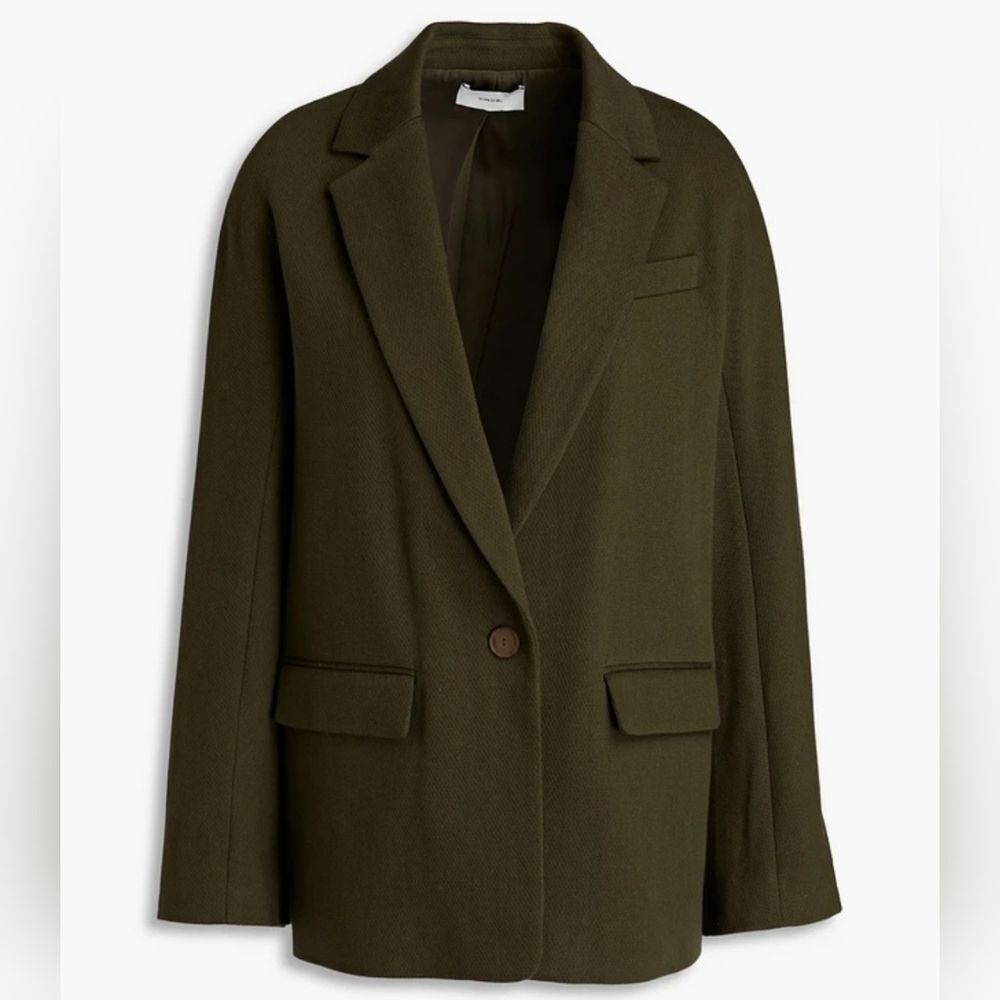 NWT VINCE. Stretch-cotton olive green blazer size 6